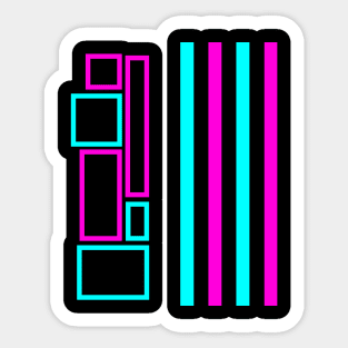 Pink And Blue Lines And Squares Sticker